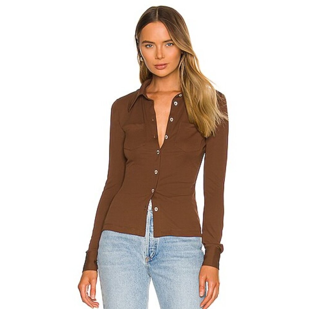 Brown Button Up - Hilda Top Song of Style (from R… - image 1